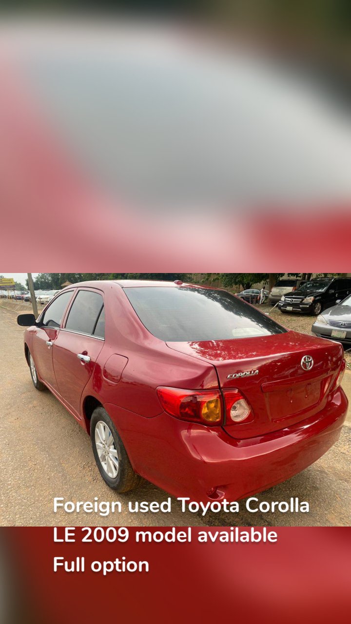 Foreign used Toyota Corolla LE 2009 model available
Full option 